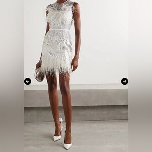 Jenny Packham Hula Silver Strapless Dress with Feather Detail